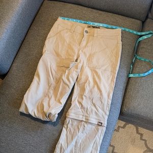 Prana tan convertible pants size 2